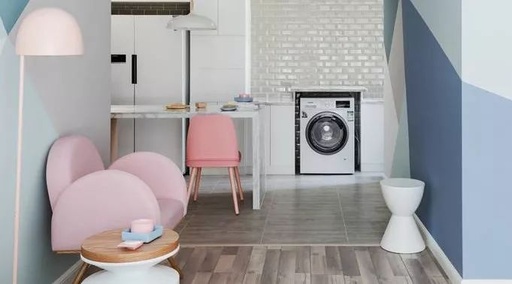 Colorful Macaron Walls and Built-in Furniture for a Minimalist 78㎡ Home