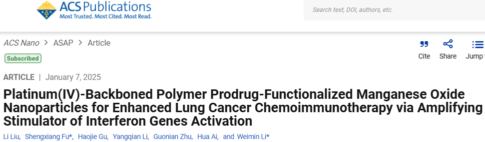 Platinum(IV)-Backboned Polymer Prodrug-Functionalized Manganese Oxide Nanoparticles for Enhanced Lung Cancer Chemoimmunotherapy