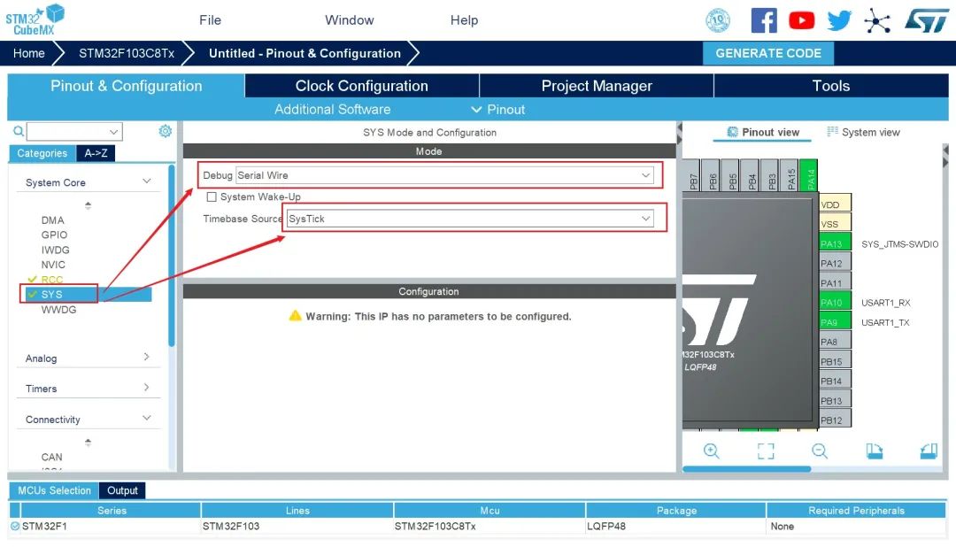 STM32CubeMX Configuration for STM32F103C8Tx UART Data Manager
