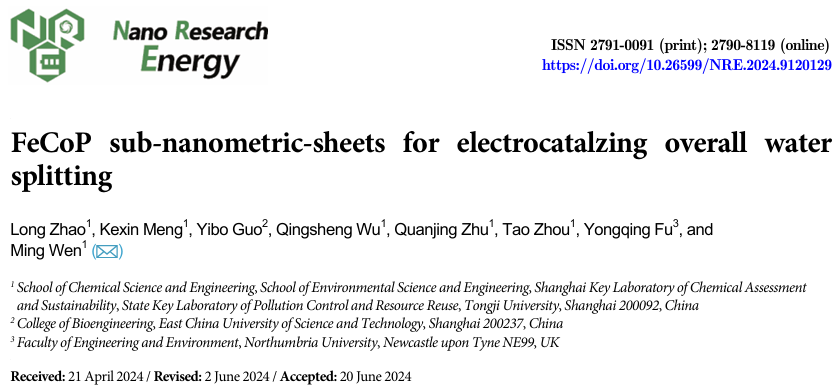 FeCoP Sub-Nanosheets for Electrocatalytic Water Splitting