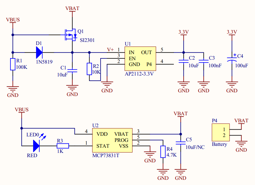 Automatic Switching Circuit Between External USB Power and Built-in Lithium Battery