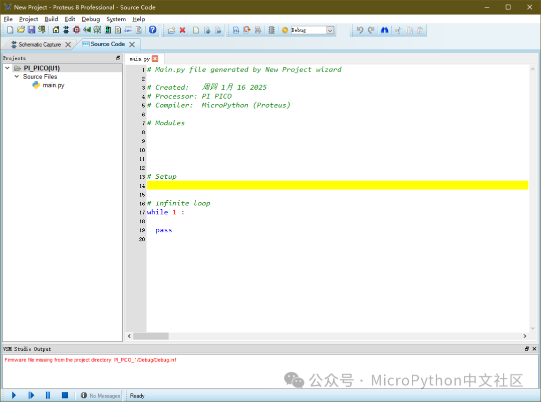 Simulating MicroPython Programs in Proteus