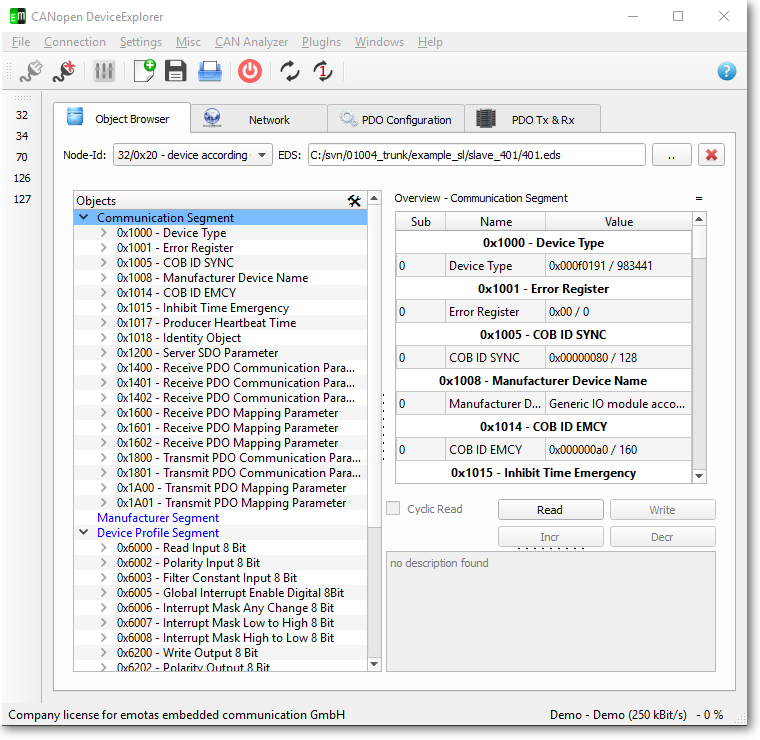 CANopen Device Explorer - Professional CANopen Bus Analysis Software
