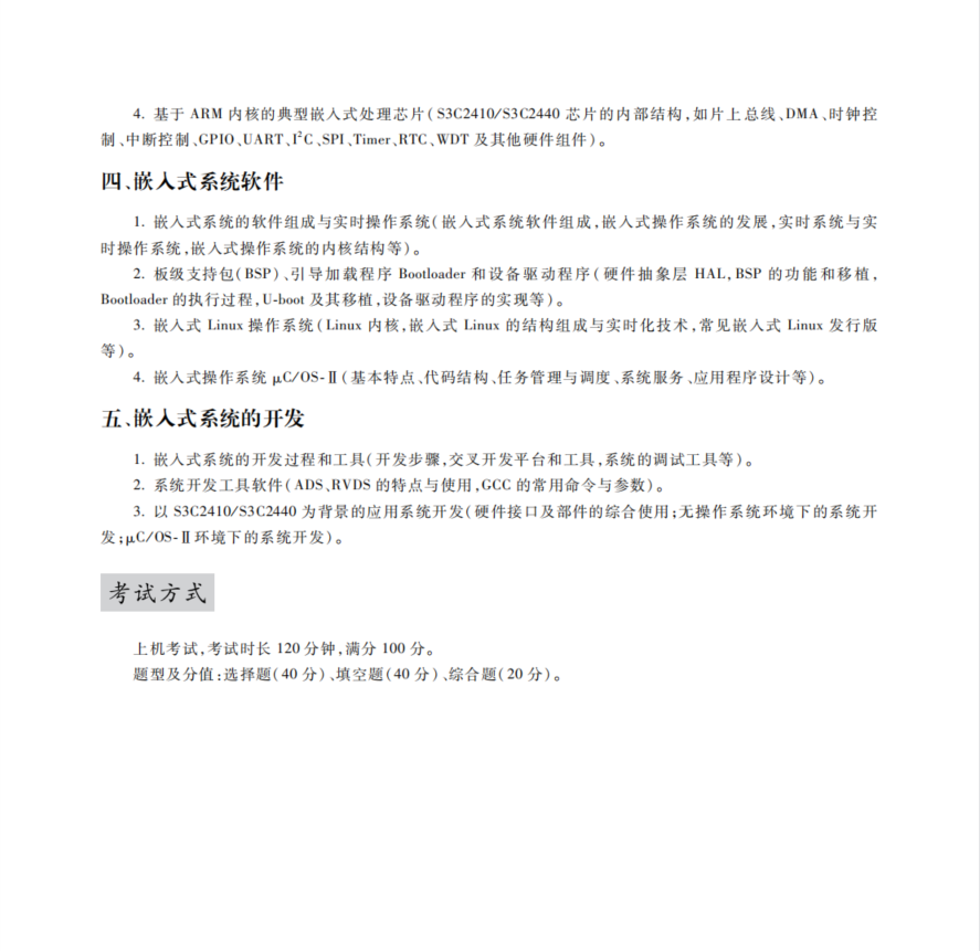 Summary of National Level 3 Embedded System Development Exam Questions and Syllabus