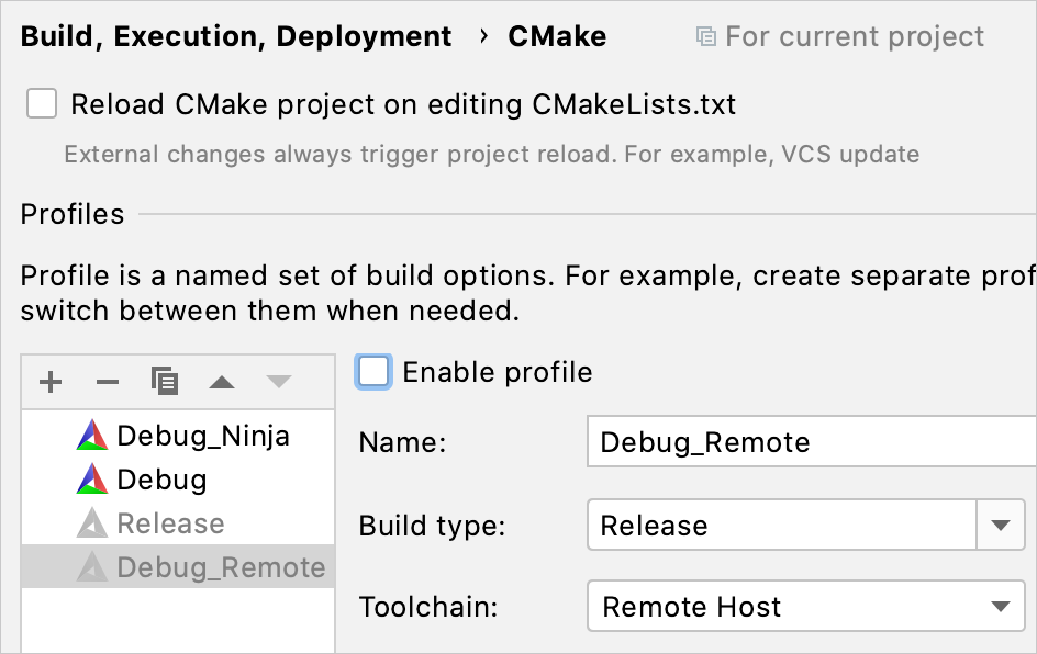 CMake Configuration Files in CLion
