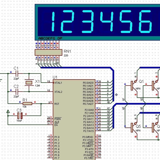 Proteus Simulation: 8-Digit Display of Different Characters