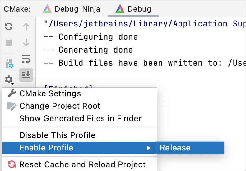 CMake Configuration Files in CLion
