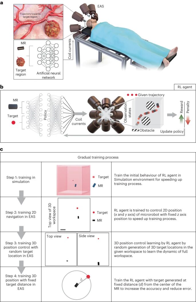 Reinforcement Learning for Autonomous 3D Control of Magnetic Microrobots