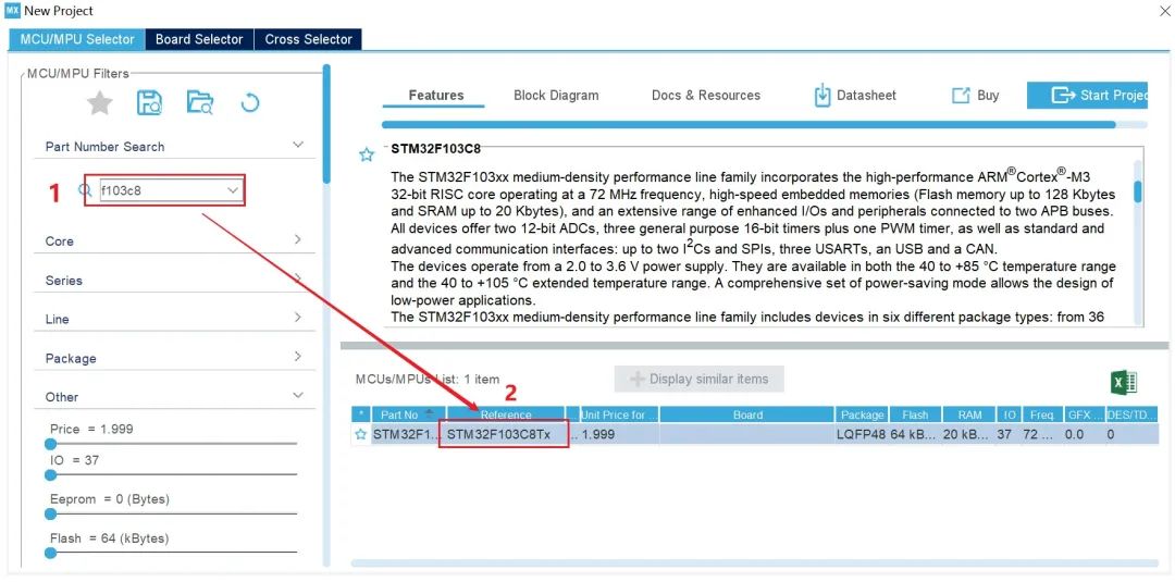 STM32CubeMX Configuration for STM32F103C8Tx UART Data Manager
