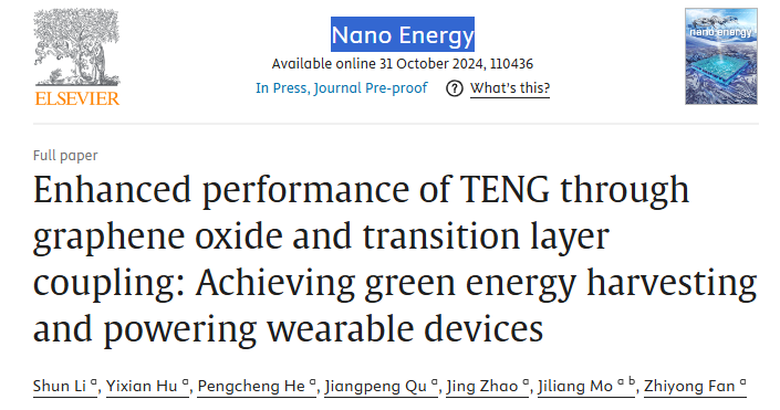 Enhanced Performance of TENG through Graphene Oxide and Transition Layer Coupling