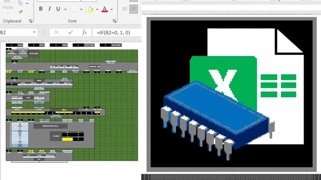 Building a CPU with Excel: 128KB RAM and Assembly Language