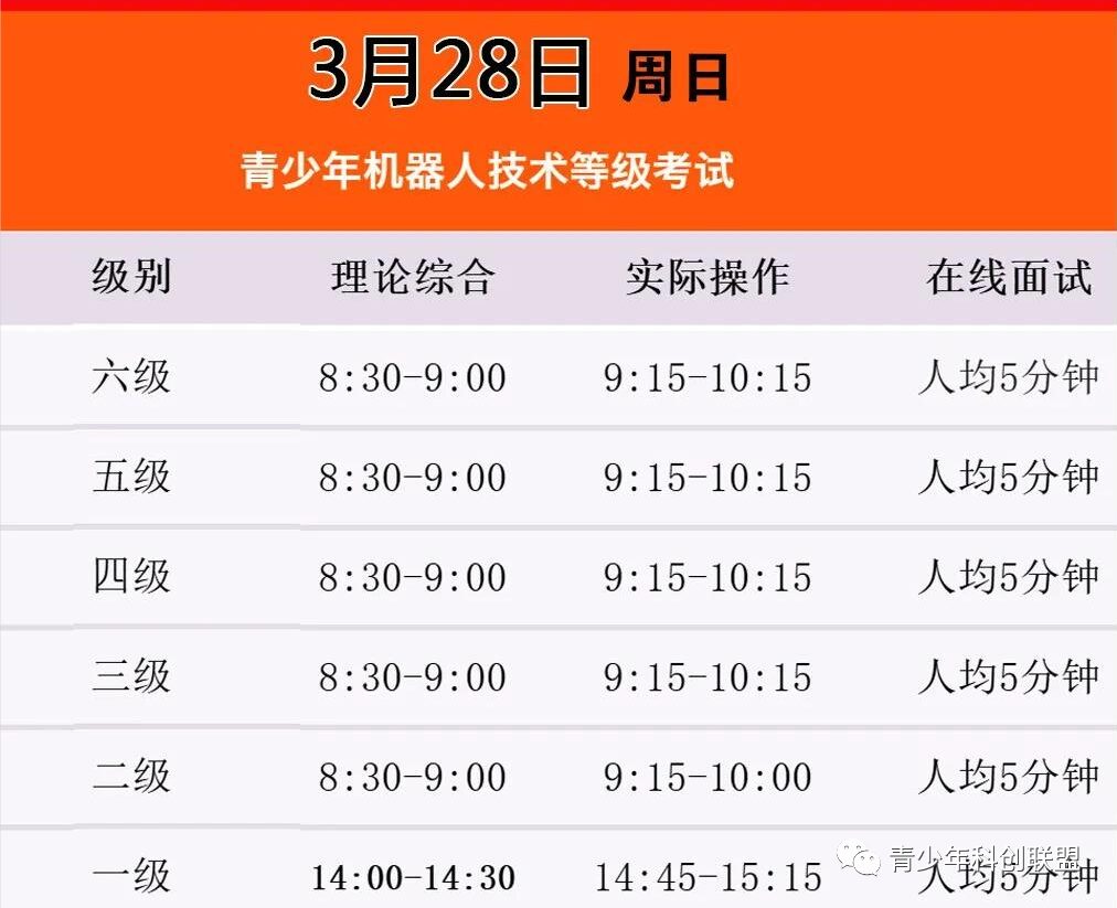Youth Level Examination (Robot Technology) - Examination Process