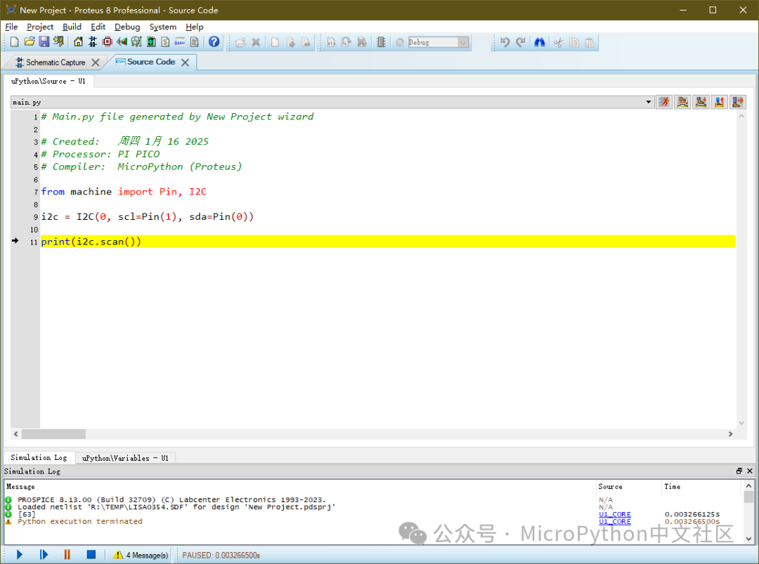 Simulating MicroPython Programs in Proteus