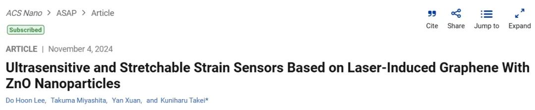 Super Sensitive Stretchable Strain Sensor Based on ZnO Nanoparticles Laser Induced Graphene
