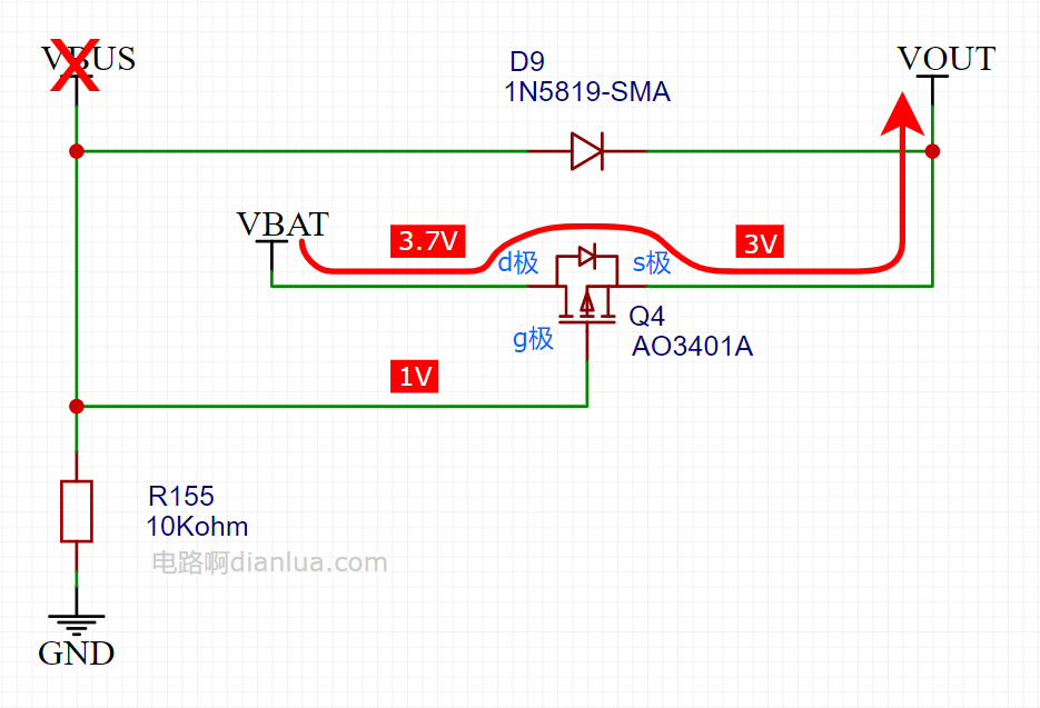 Automatic Switching Circuit Between External USB Power and Built-in Lithium Battery