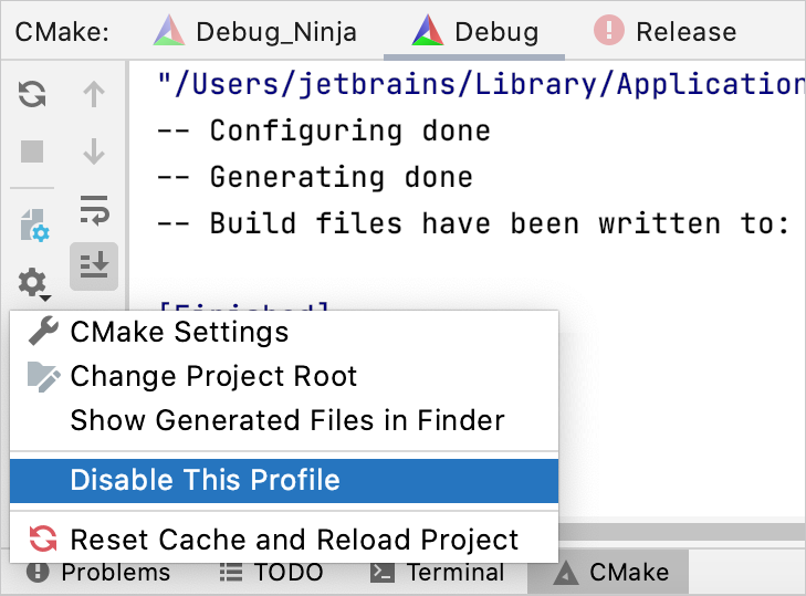 CMake Configuration Files in CLion