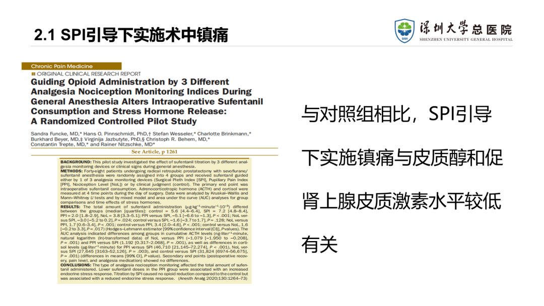 Application of Surgical Pleth Index (SPI) in Pain Monitoring