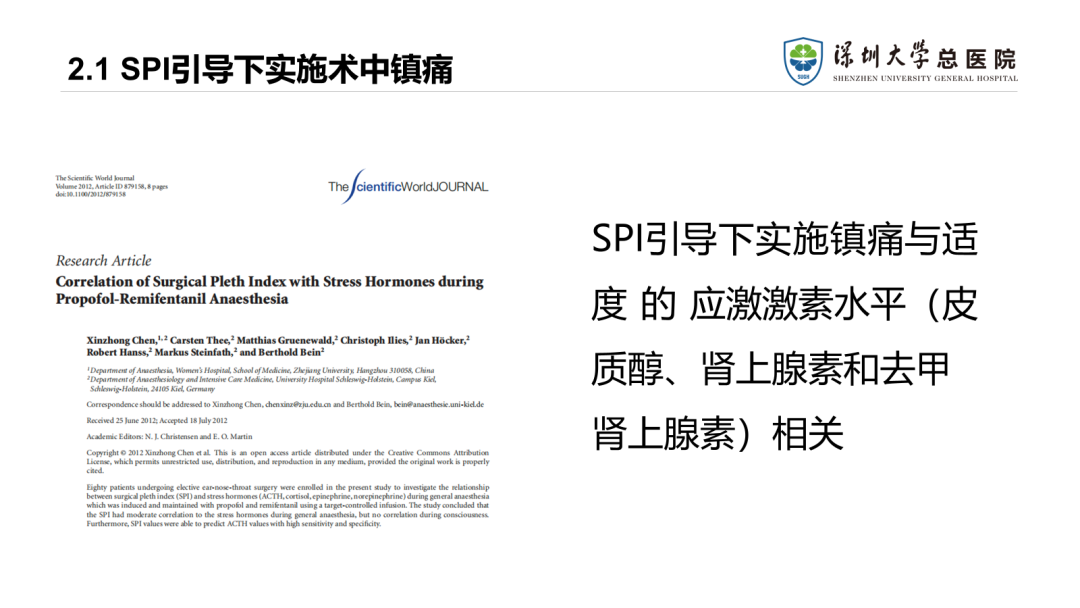 Application of Surgical Pleth Index (SPI) in Pain Monitoring