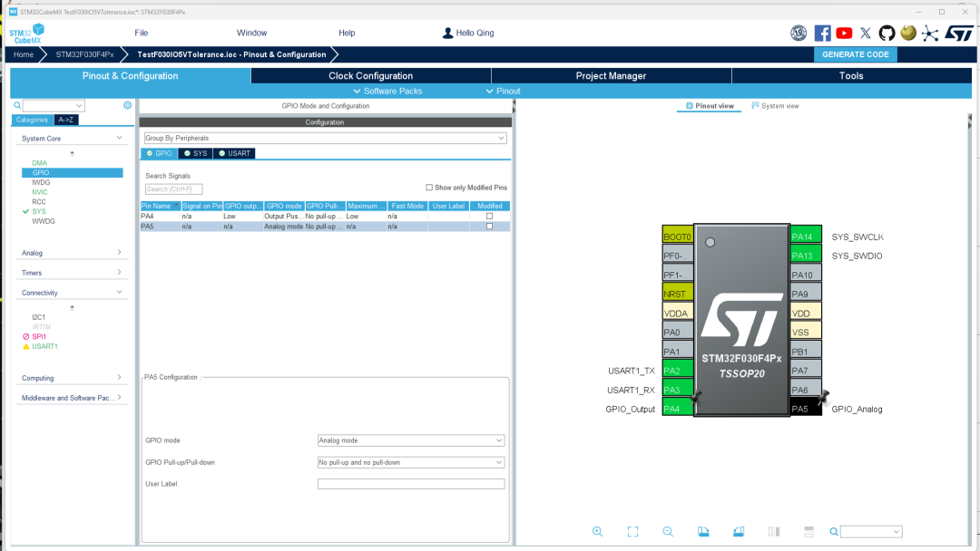 Voltage Characteristics of STM32F030 Input Ports