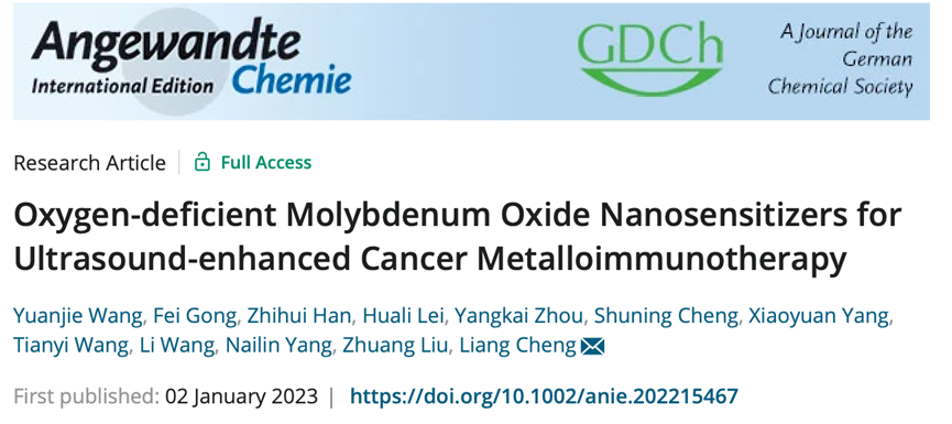 Oxygen-Deficient Molybdenum Oxide Nanosensitizers for Ultrasound-Enhanced Cancer Metalloimmunotherapy