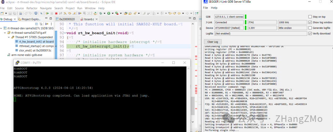 Debugging RT-Thread on Microchip MPU with JLink in Win10