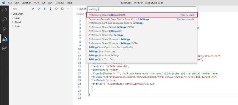 Using J-Link Debugger in VSCode