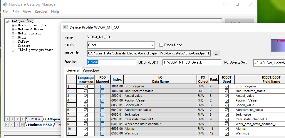 Configuring Schneider M580 Communication with WDGA CANopen Encoder