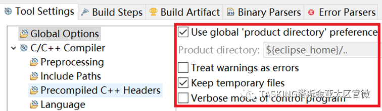 TASKING VX-toolset Application Series - Global Configuration Items