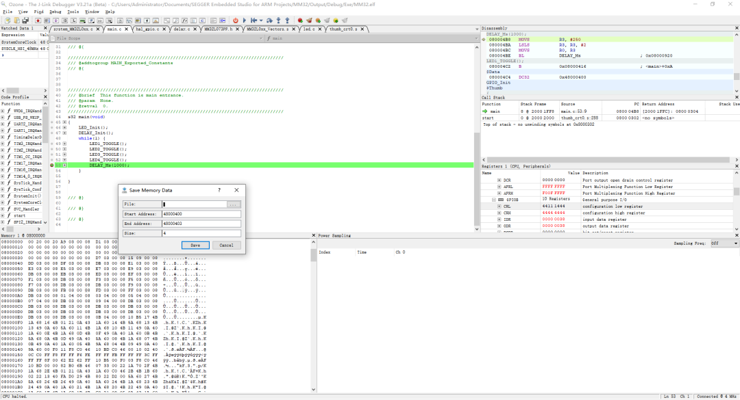 Using Ozone to Debug MM32 MCU