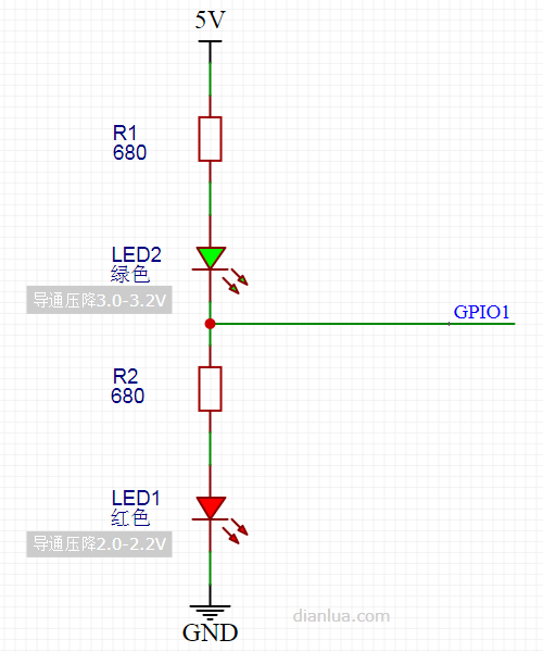 Ingenious! 1 GPIO Controls 2 LEDs to Display 4 States