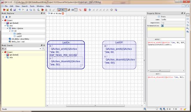 QM UML State Machine Modeling Example: Blinky for Cortex-M0