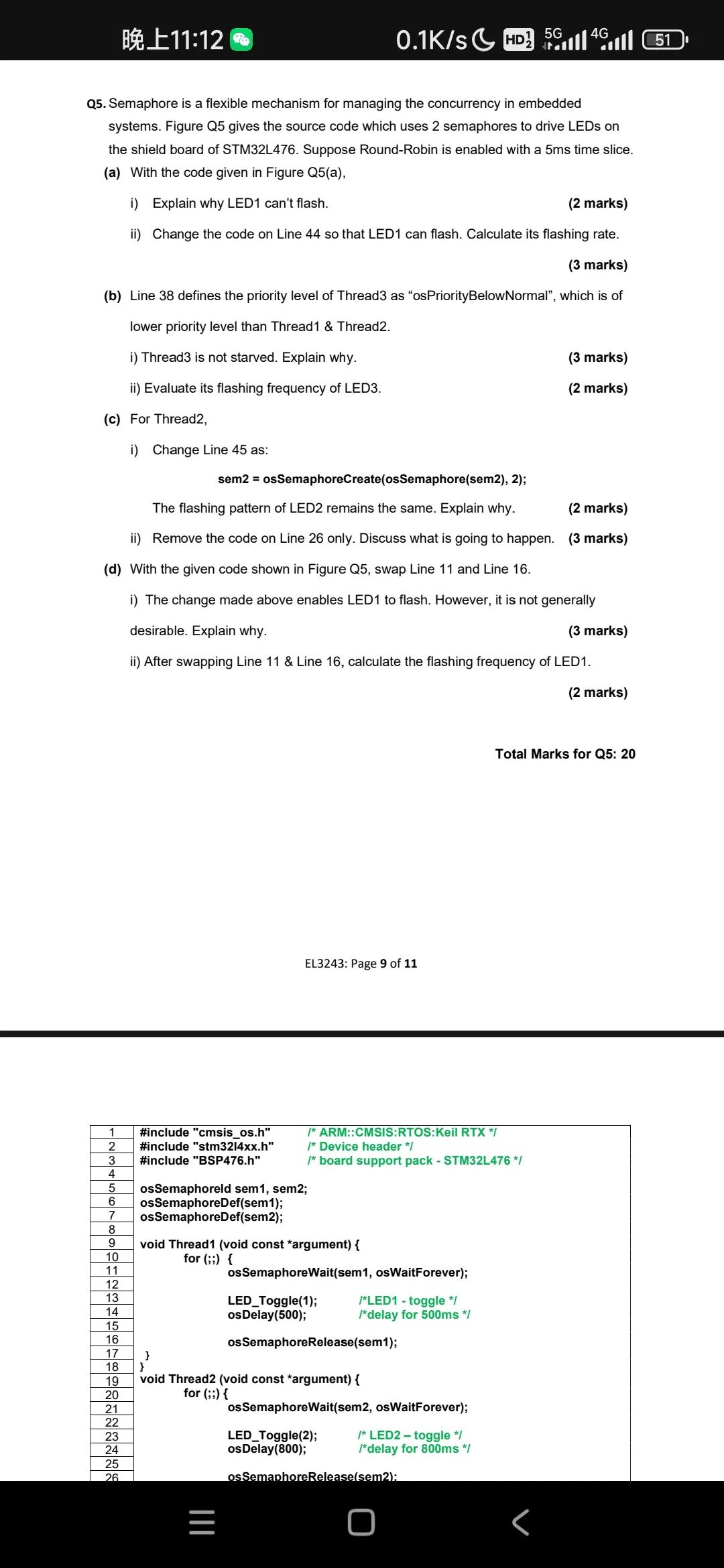 Exam Content for Embedded Real-Time Systems in Foreign Universities