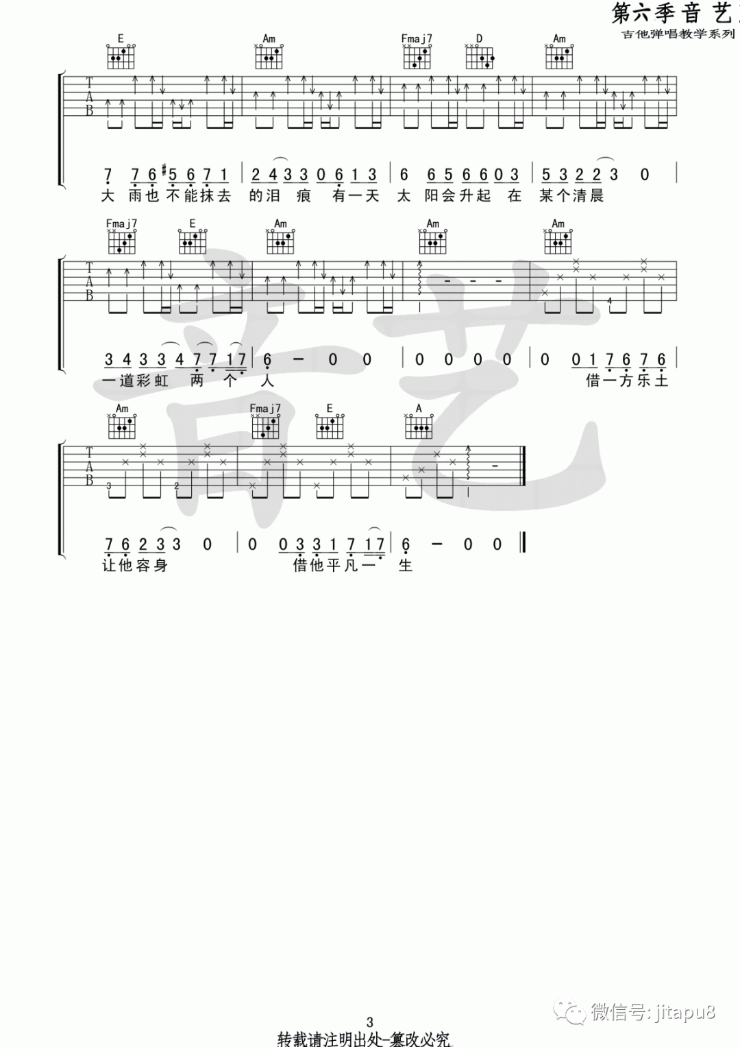 Borrow Guitar Tabs by Mao Buyi in C Major