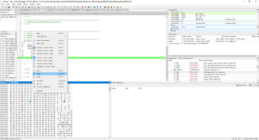 Using Ozone to Debug MM32 MCU