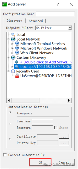 Configuring OPC UA Server Communication for Weicon Touch Screen