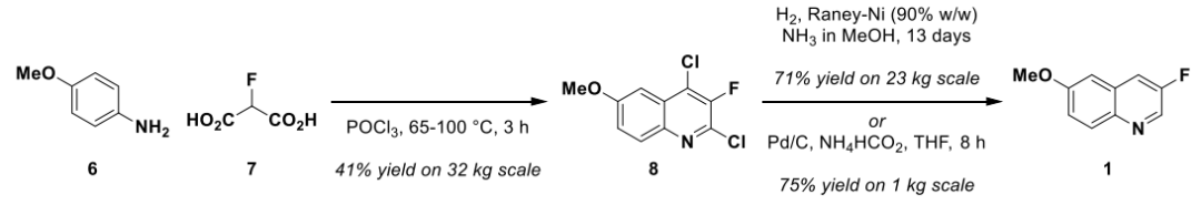 Multi-Kg Production of 3-Fluoro-6-methoxyquinoline