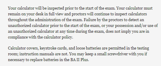 CFA Exam Calculator Usage Policy Interpretation