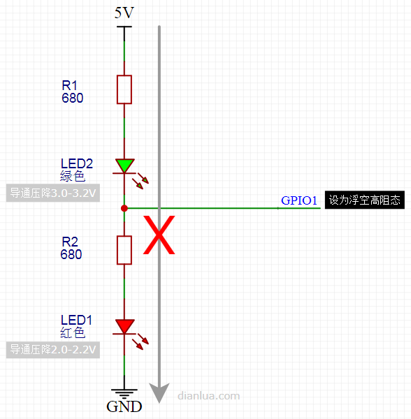Ingenious! 1 GPIO Controls 2 LEDs to Display 4 States