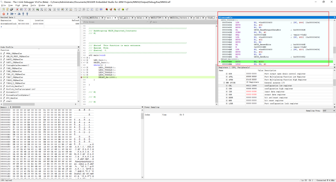 Using Ozone to Debug MM32 MCU