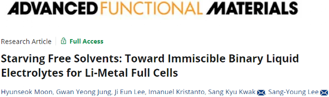 Starving Free Solvents: Immiscible Binary Liquid Electrolytes for Li-Metal Cells