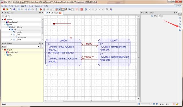 QM UML State Machine Modeling Example: Blinky for Cortex-M0