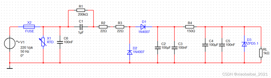 Analysis of a Low-Cost 220V to 5V Circuit