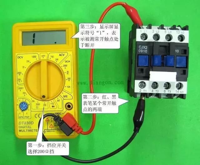 Multimeter Resistance Testing Process for AC Contactors