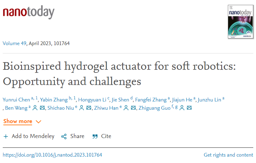 Bioinspired Hydrogel Actuator for Soft Robotics: Opportunities and Challenges