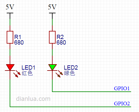 Ingenious! 1 GPIO Controls 2 LEDs to Display 4 States