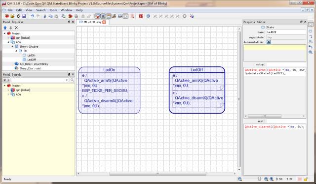 QM UML State Machine Modeling Example: Blinky for Cortex-M0