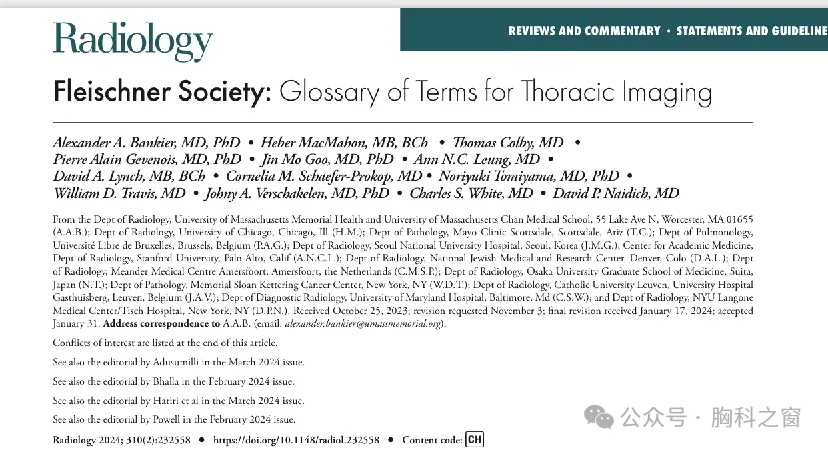 Compilation of Chest Imaging Terminology (IV)