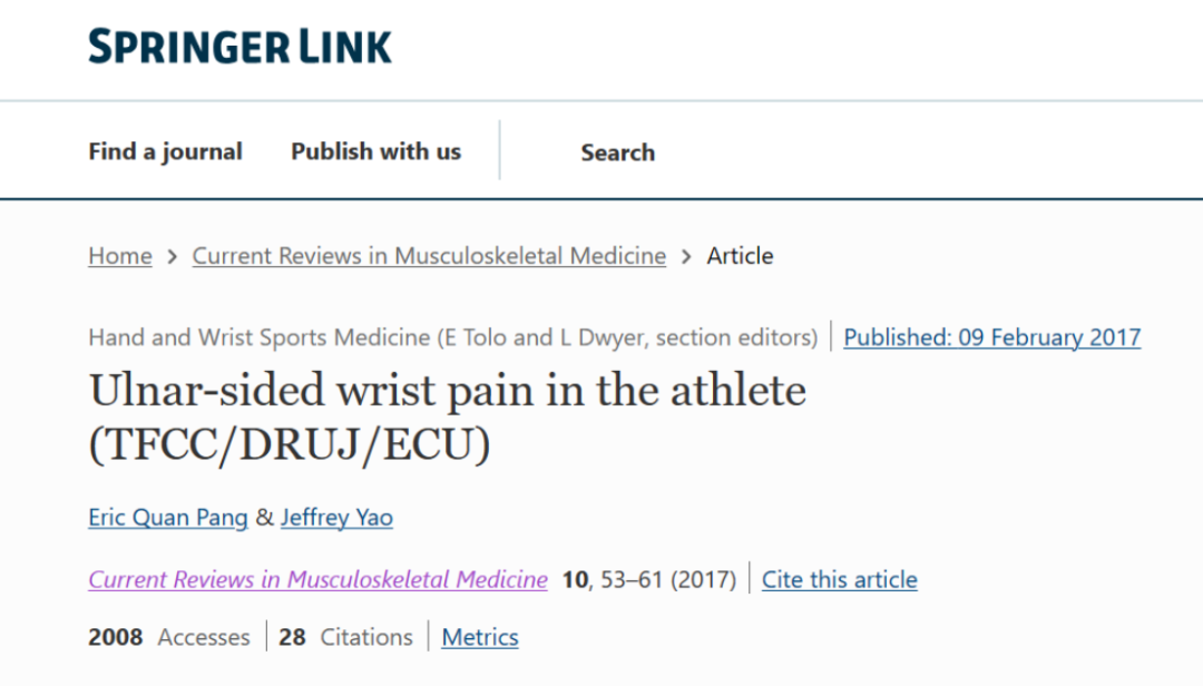 Common Factors for Ulnar-Sided Wrist Pain in Athletes