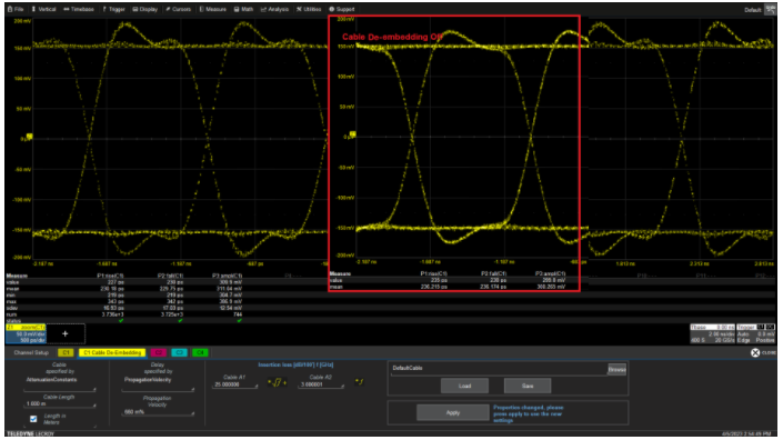 Recalibration of Oscilloscope Signals and Cable De-embedding