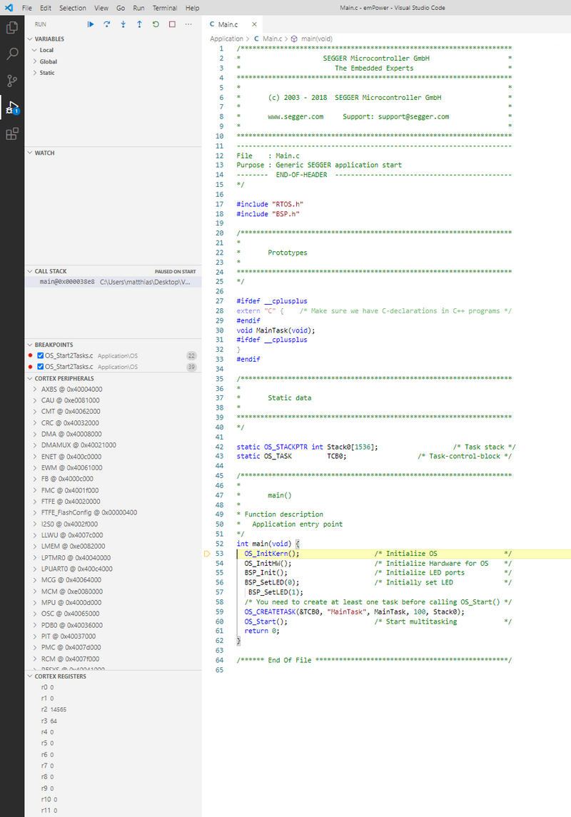 Using J-Link Debugging in VSCode
